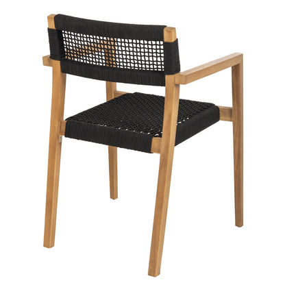 Armchair Charlotte Hm9637.02 Teak Wood In Natural & Black Rope 59x54x83hcm.