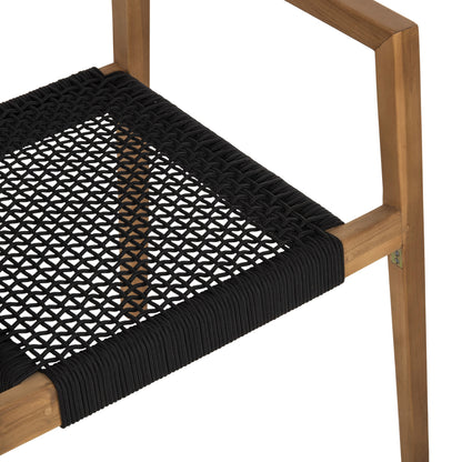 Armchair Charlotte Hm9637.02 Teak Wood In Natural & Black Rope 59x54x83hcm.
