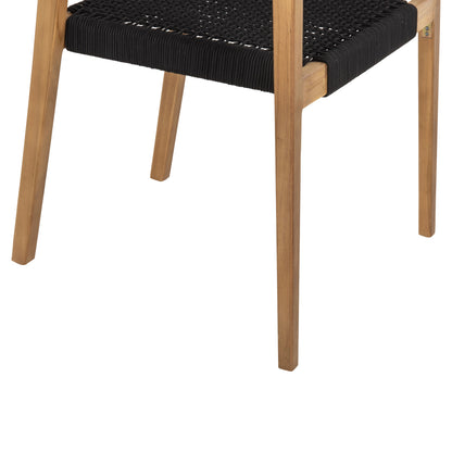 Armchair Charlotte Hm9637.02 Teak Wood In Natural & Black Rope 59x54x83hcm.