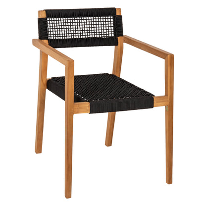 Armchair Charlotte Hm9637.02 Teak Wood In Natural & Black Rope 59x54x83hcm.