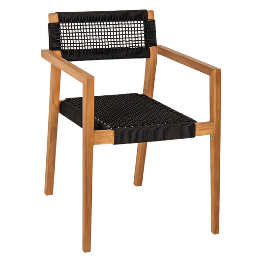 Armchair Charlotte Hm9637.02 Teak Wood In Natural & Black Rope 59x54x83hcm.
