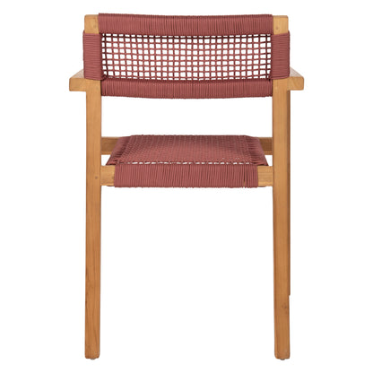 Armchair Charlotte Hm9637.06 Teak Wood In Natural & Pink Rope 59x54x83hcm.