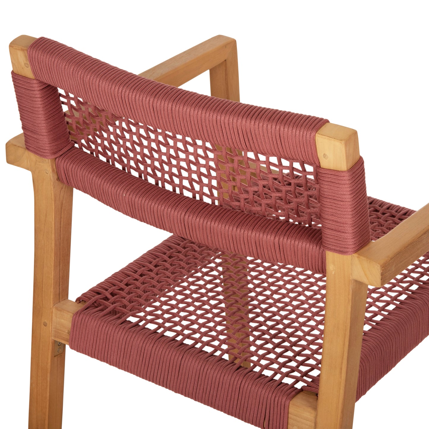 Armchair Charlotte Hm9637.06 Teak Wood In Natural & Pink Rope 59x54x83hcm.