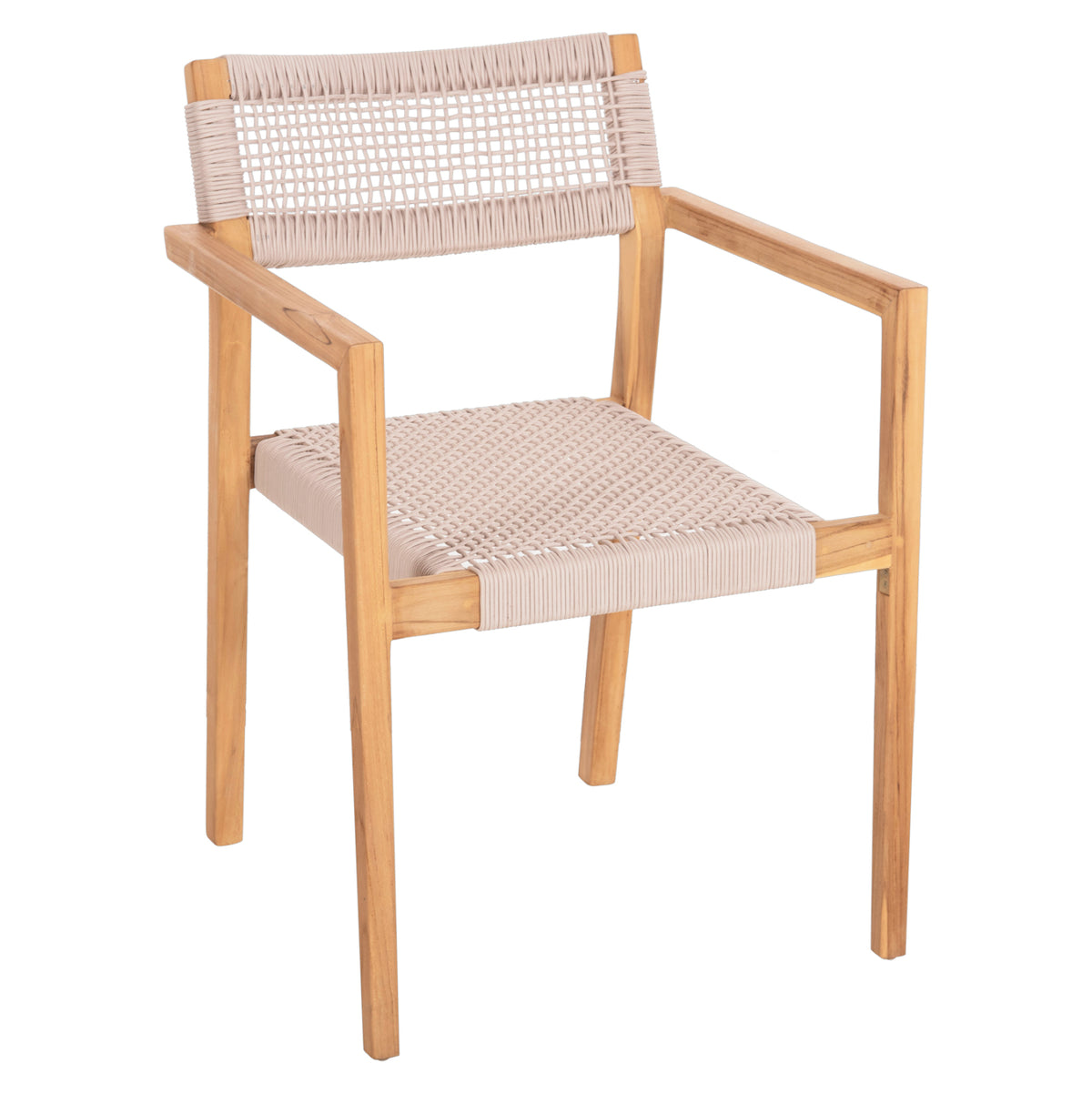 Armchair Charlotte Hm9637.07 Teak Wood & Beige Rope--b'rated 58x61x81hcm.