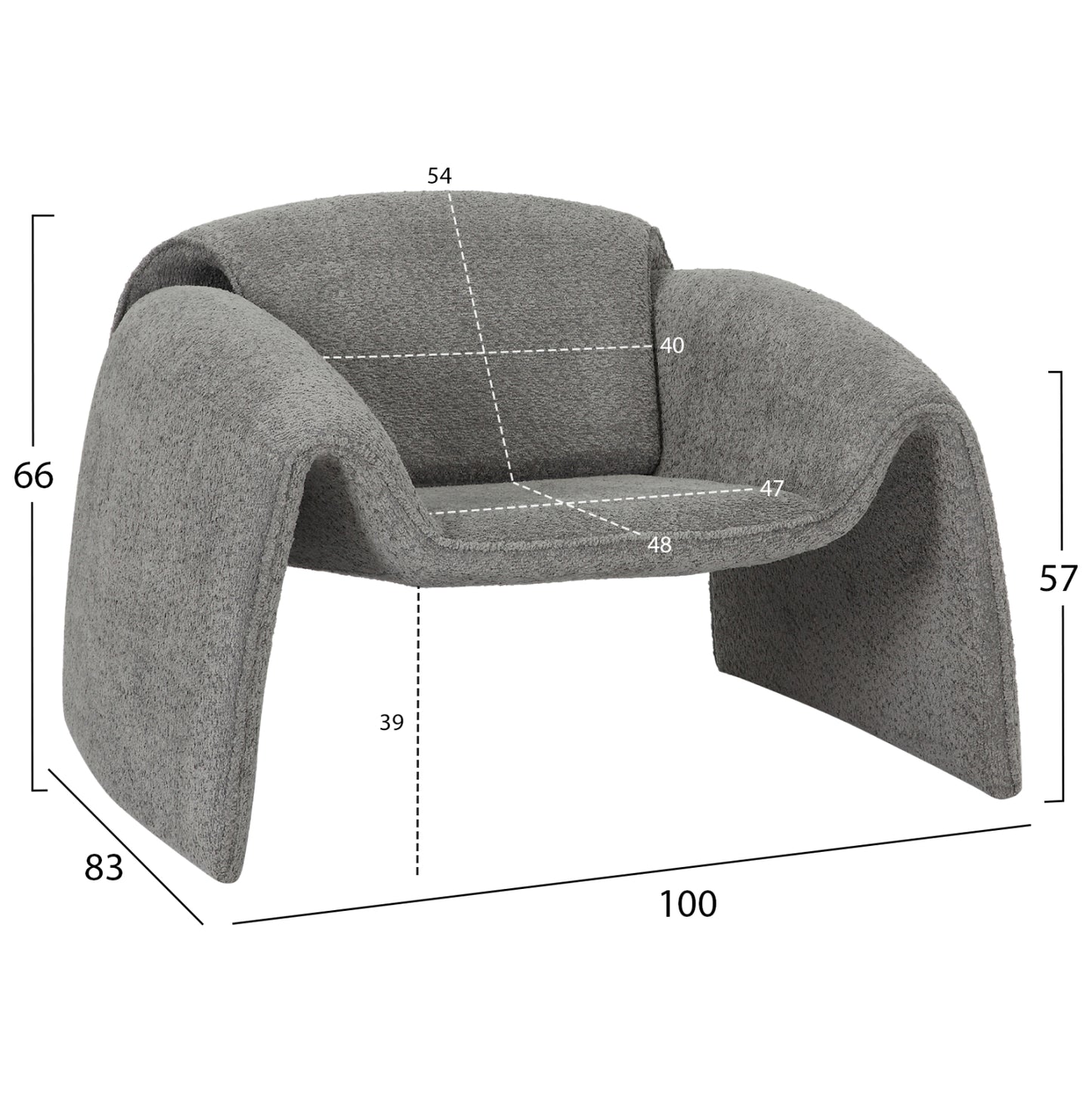 Armchair Laforge Hm9679.01 Grey Boucle Fabric-metal Frame 100x83x66hcm.