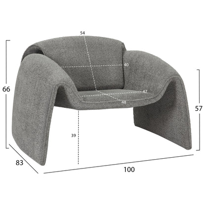 Armchair Laforge Hm9679.01 Grey Boucle Fabric-metal Frame 100x83x66hcm.