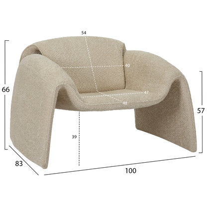 Armchair Laforge Hm9679.03 Beige Boucle Fabric-metal Frame 100x83x66hcm.