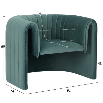 Armchair Riker Hm9682.06 Metal Frame-mint Velvet 92x74x69hcm.
