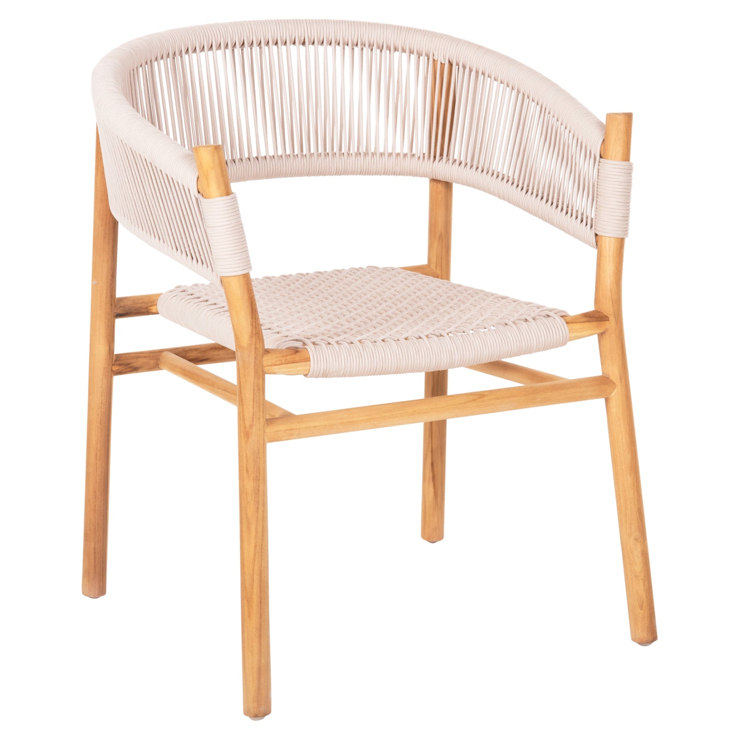 Dining Armchair Irving Hm9763 Teak Wood In Natural Color And Beige Rope 60x55x78hcm.