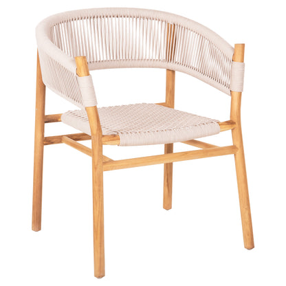 Dining Armchair Irving Hm9763 Teak Wood In Natural Color And Beige Rope 60x55x78hcm.
