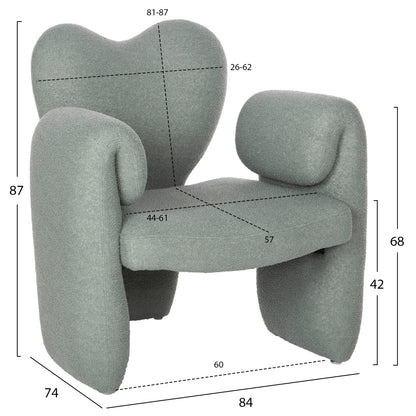Dining Armchair Hartt Hm9777.07 Pistachio Green Teddy Fabric 84x74x87hcm.