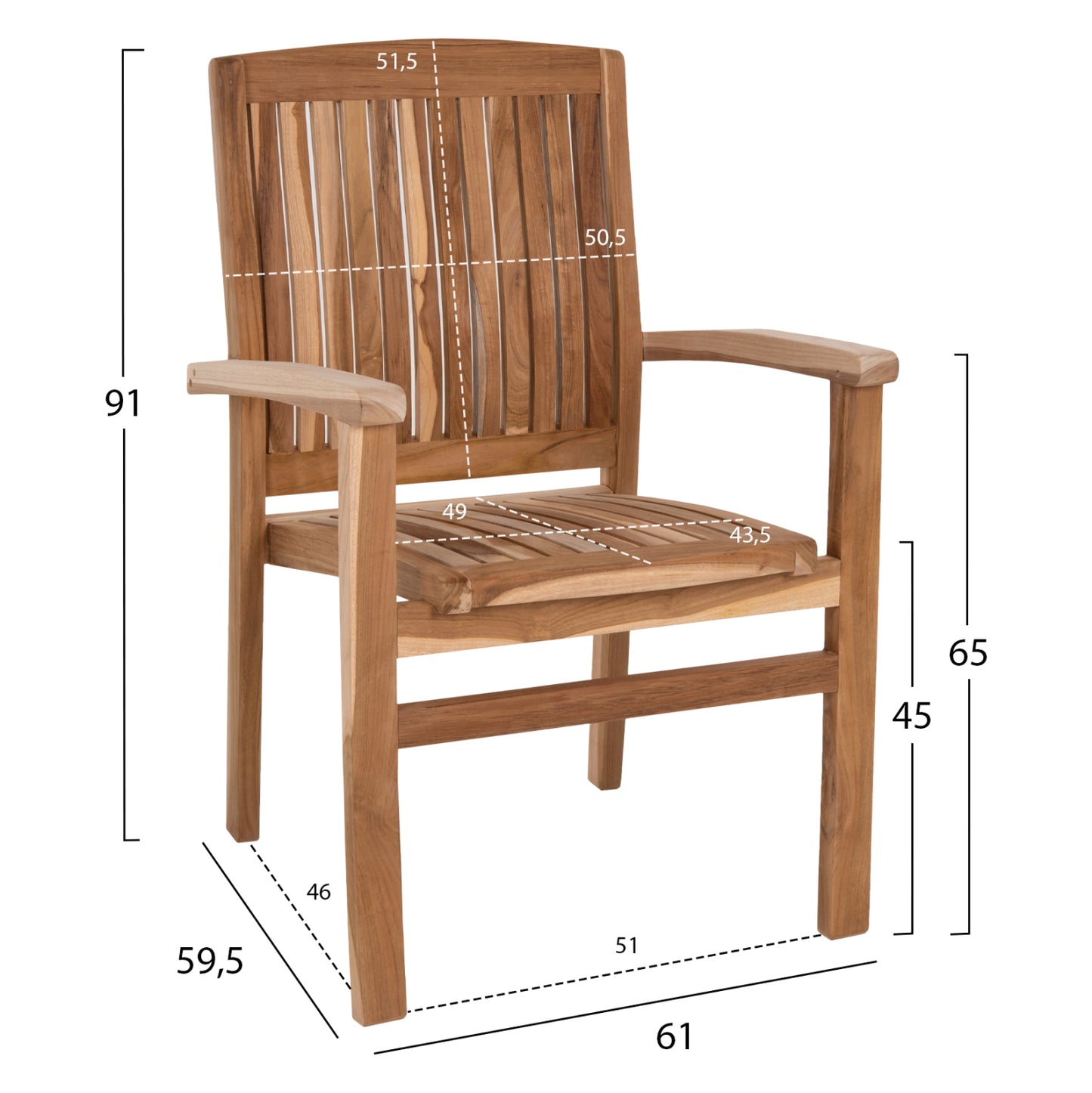 Armchair Dart Hm9781 Teak Wood 61x59,5x91hcm.