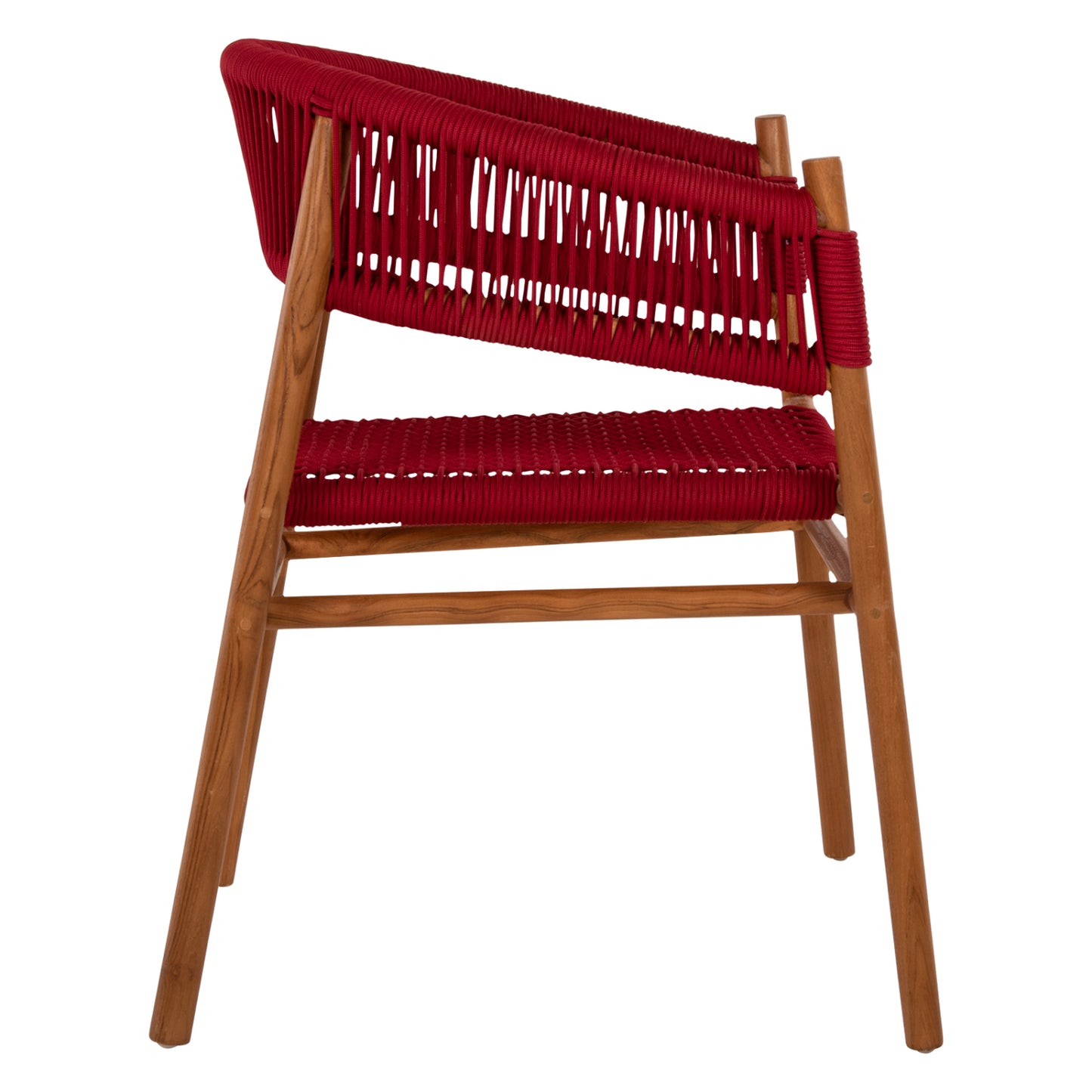 Dining Armchair Irving Hm9797 Teak Wood In Natural Color And Burgundy Red Rope 60x55x75hcm.