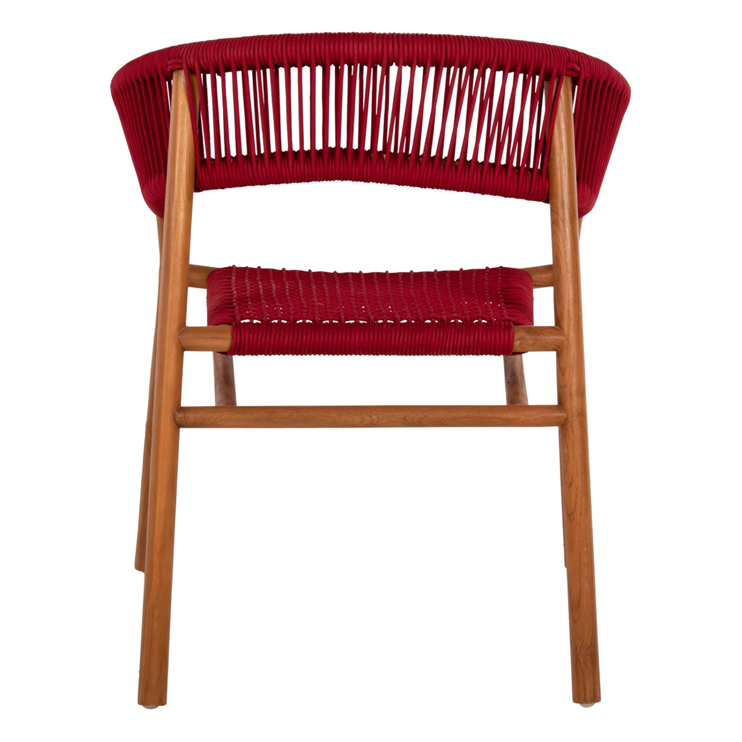 Dining Armchair Irving Hm9797 Teak Wood In Natural Color And Burgundy Red Rope 60x55x75hcm.
