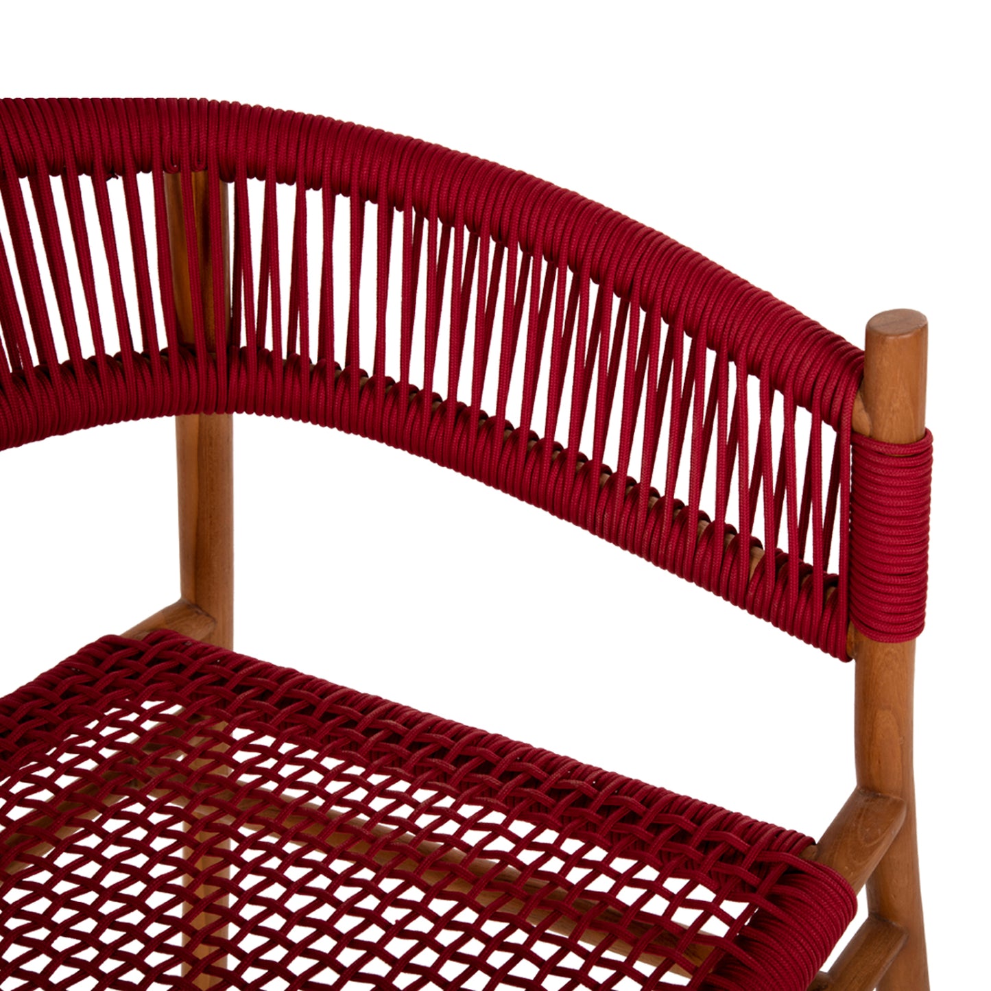 Dining Armchair Irving Hm9797 Teak Wood In Natural Color And Burgundy Red Rope 60x55x75hcm.