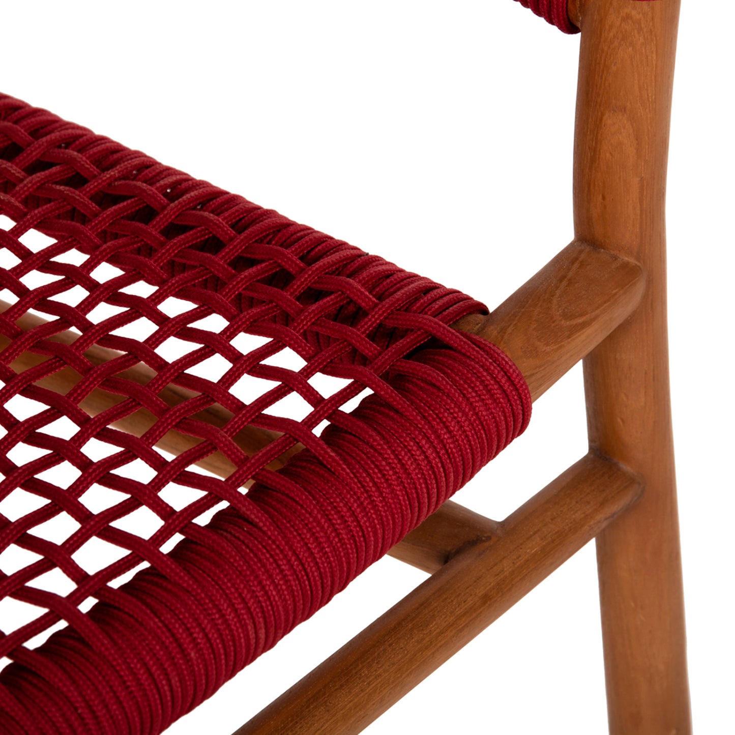 Dining Armchair Irving Hm9797 Teak Wood In Natural Color And Burgundy Red Rope 60x55x75hcm.