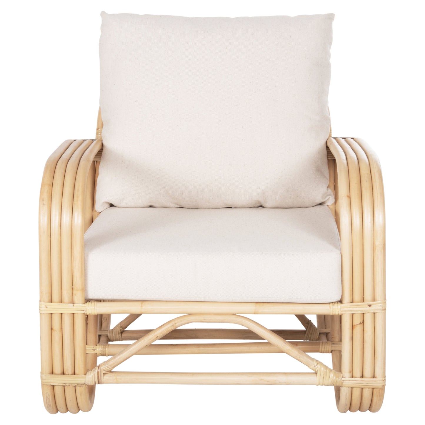 Armchair Baroness Hm9813 Natural Rattan And White Cushions 81x90x92hcm.