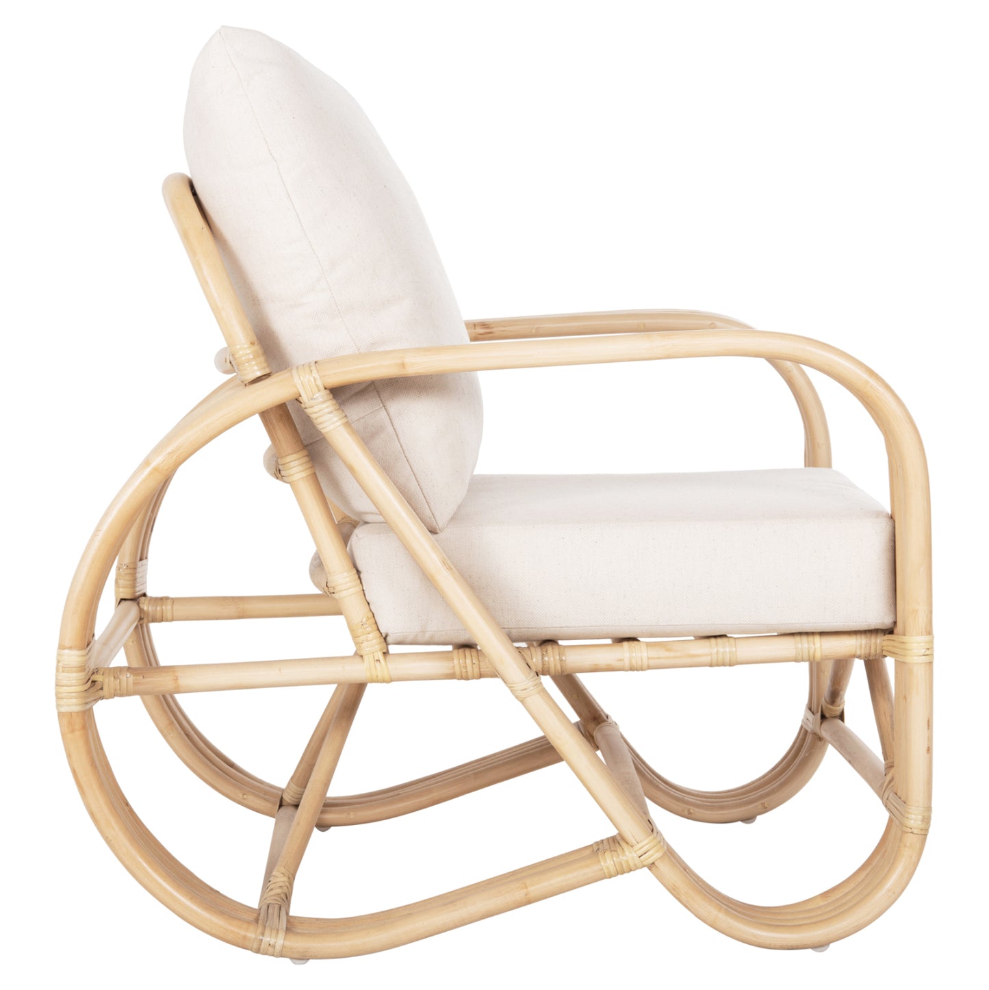 Armchair Baroness Hm9813 Natural Rattan And White Cushions 81x90x92hcm.