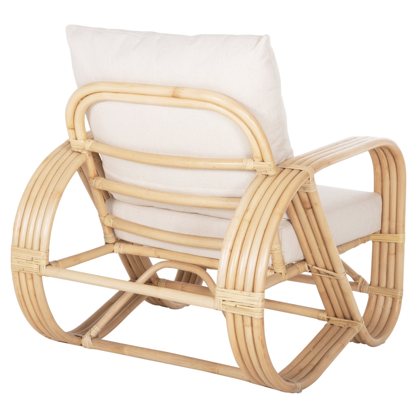 Armchair Baroness Hm9813 Natural Rattan And White Cushions 81x90x92hcm.