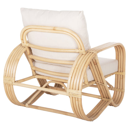 Armchair Baroness Hm9813 Natural Rattan And White Cushions 81x90x92hcm.
