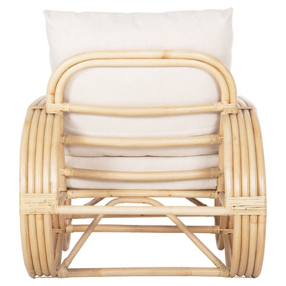 Armchair Baroness Hm9813 Natural Rattan And White Cushions 81x90x92hcm.