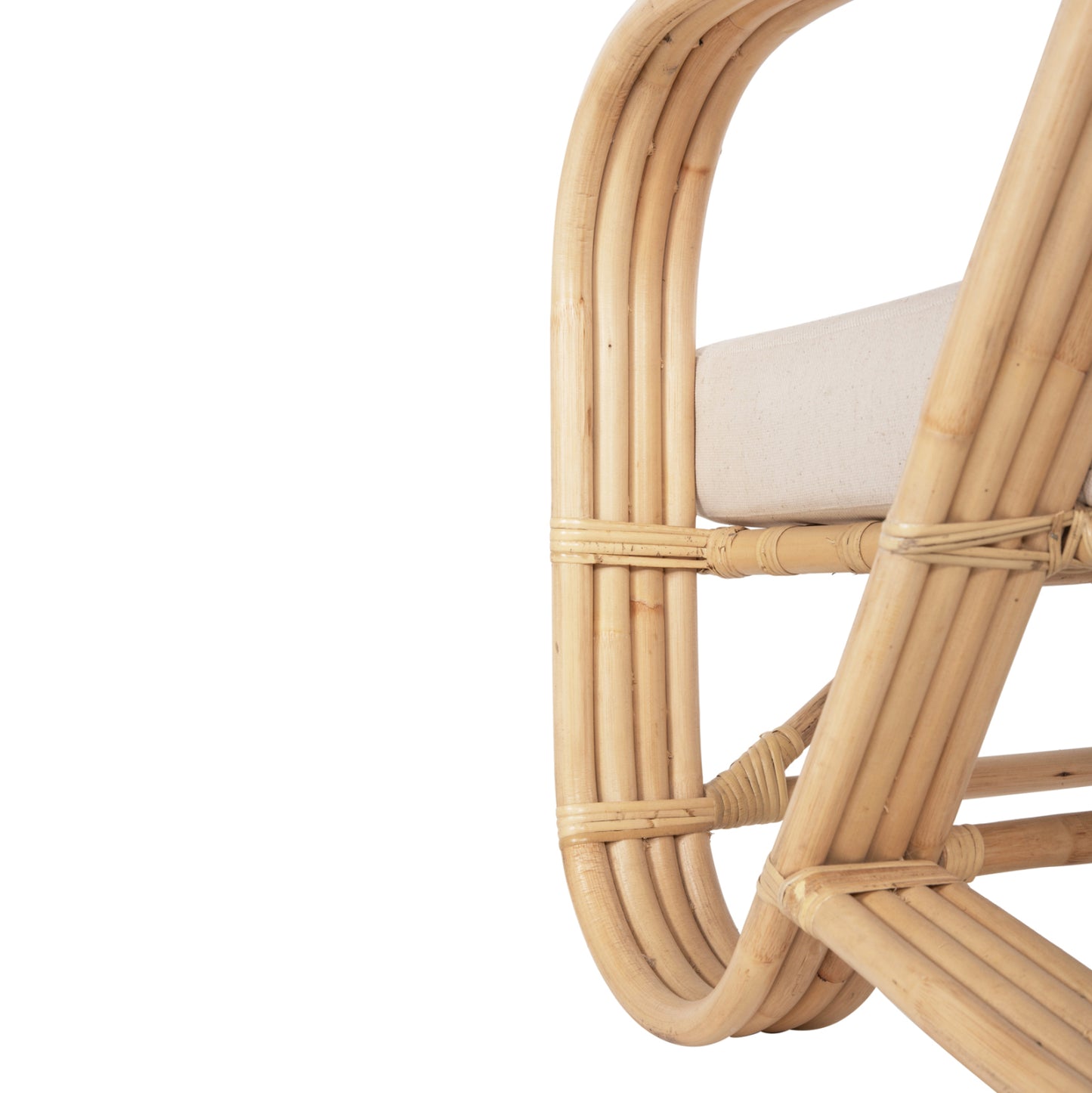 Armchair Baroness Hm9813 Natural Rattan And White Cushions 81x90x92hcm.