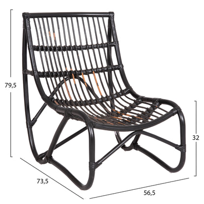 Armchair Grinn Hm9815.02 Rattan Rods In Black Color 56.5x73.5x79.5h --b' Gradecm.