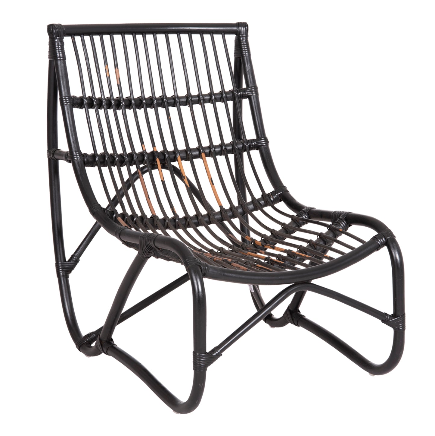 Armchair Grinn Hm9815.02 Rattan Rods In Black Color 56.5x73.5x79.5h --b' Gradecm.
