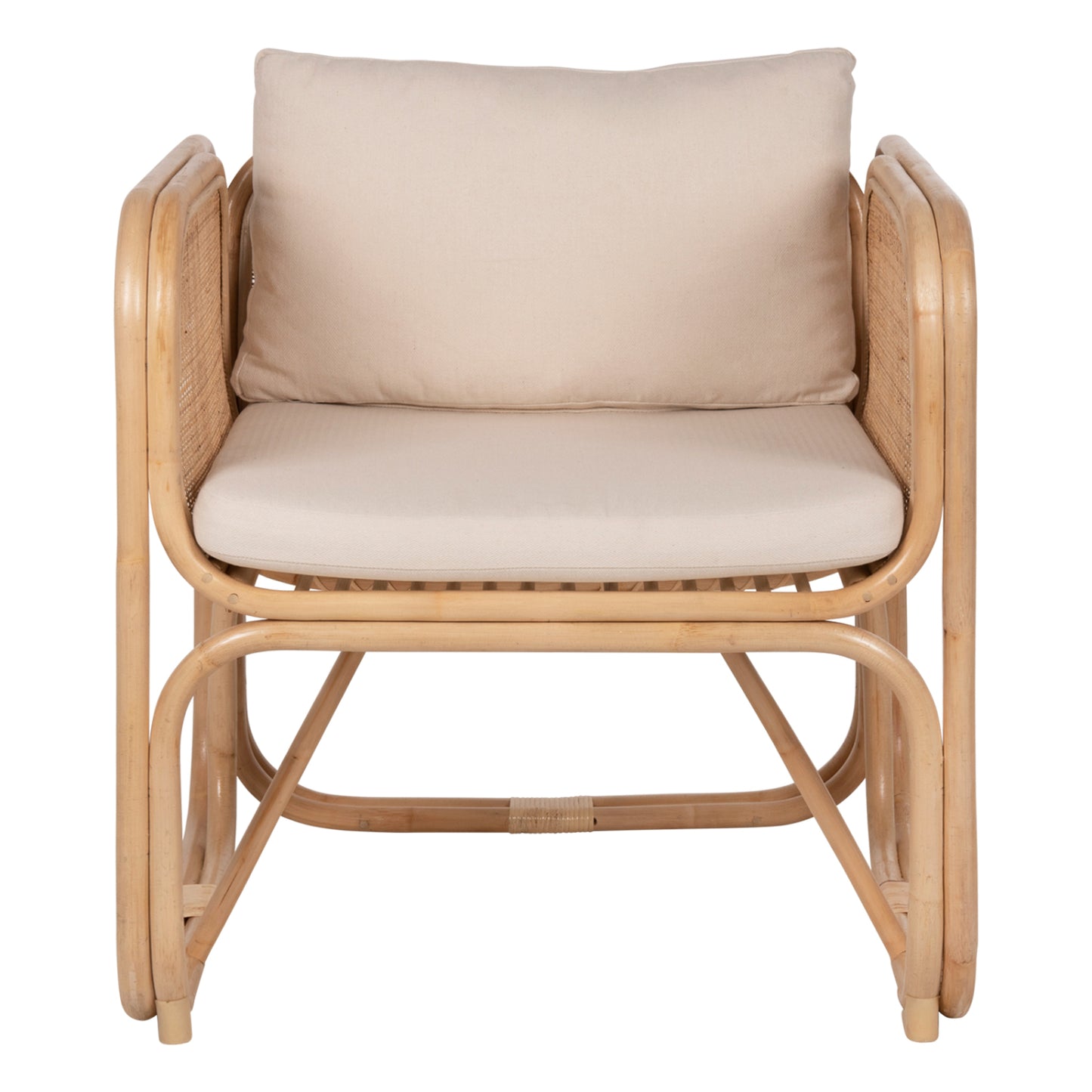 Armchair Wendy Hm9816 Rattan In Natural Polished Color-white Cushions 73x72x84hcm.