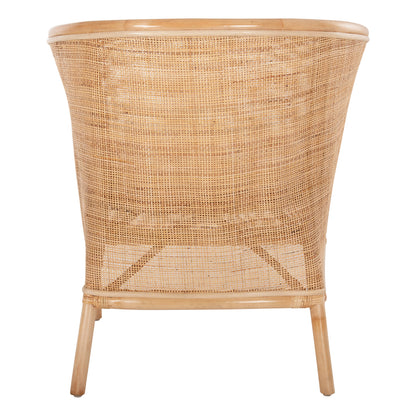 Armchair Apron Hm9818 Perforated Rattan In Natural Color-white Cushion 75x70x85hcm.