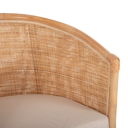 Armchair Apron Hm9818 Perforated Rattan In Natural-white Cushion--b'rated 75x70x85hcm.