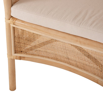 Armchair Apron Hm9818 Perforated Rattan In Natural-white Cushion--b'rated 75x70x85hcm.