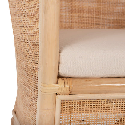 Armchair Apron Hm9818 Perforated Rattan In Natural-white Cushion--b'rated 75x70x85hcm.