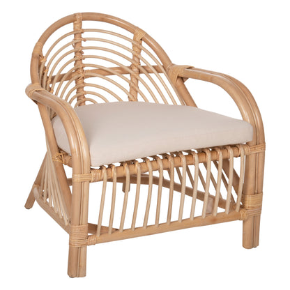 Armchair Femur Hm9837 Rattan In Natural-white Cushion 72x66x75hcm.