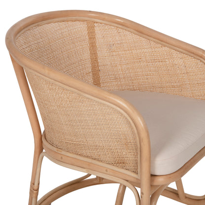 Armchair Kiko Hm9839 Rattan In Natural Polished Color-white Cushion 61x71x76hcm.