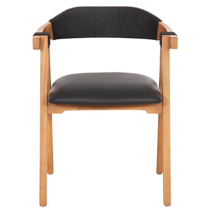 Dining Armchair Rimini Hm9867.02 Teak Wood In Natural-black Rope & Pu Seat 60x61x76hcm.