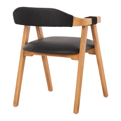 Dining Armchair Rimini Hm9867.02 Teak Wood In Natural-black Rope & Pu Seat 60x61x76hcm.