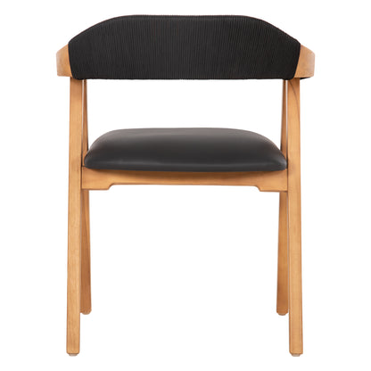 Dining Armchair Rimini Hm9867.02 Teak Wood In Natural-black Rope & Pu Seat 60x61x76hcm.