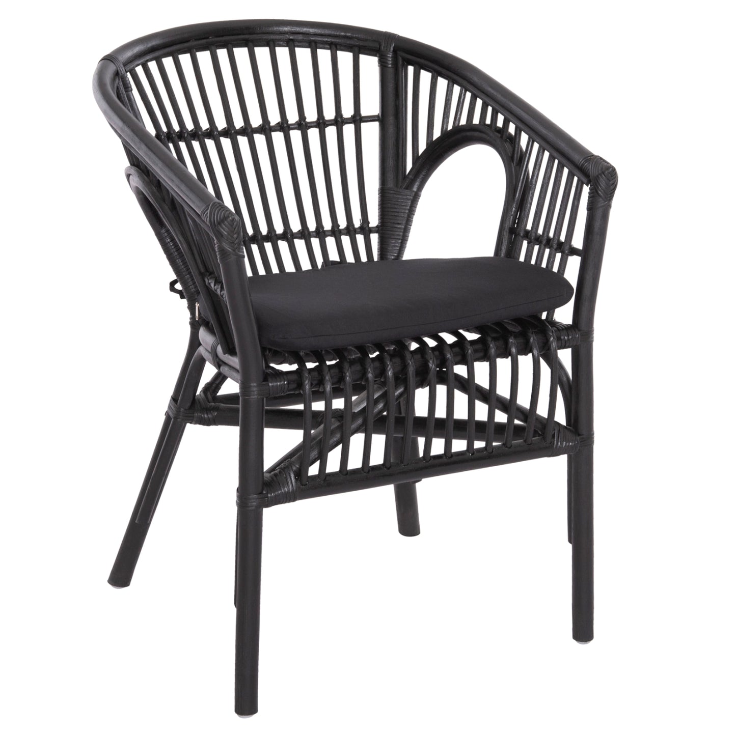 Armchair Dampar Hm9929.03 Rattan & Cushion In Black 58x63x79hcm.