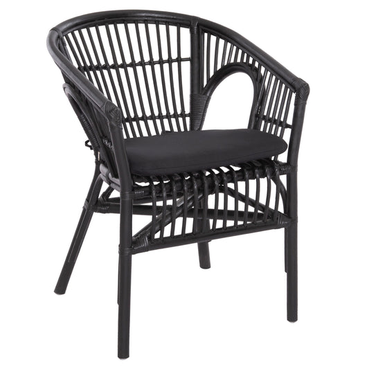Armchair Dampar Hm9929.03 Rattan & Cushion In Black 58x63x79hcm.