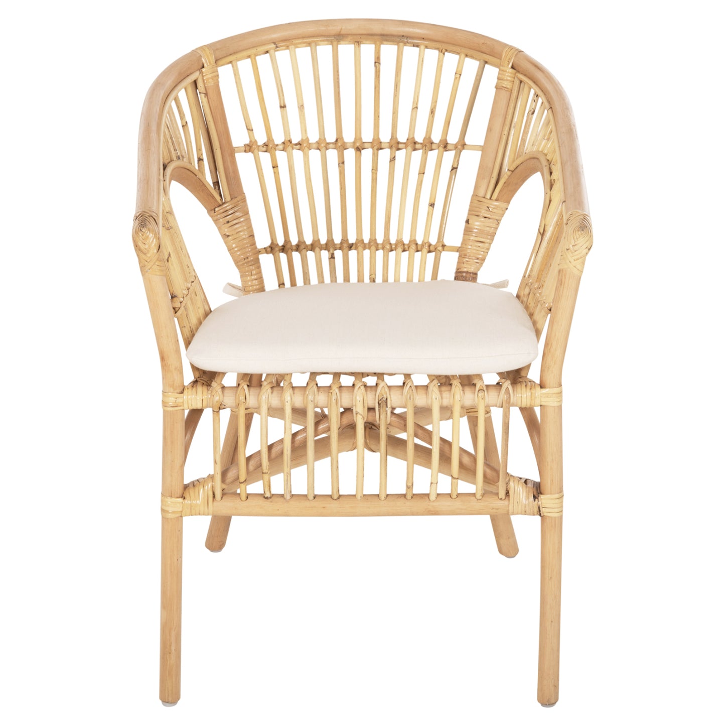Armchair Dampar Hm9929.04 Rattan In Natural-white Cushion 59x61x80hcm.