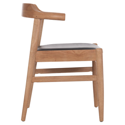 Dining Chair Cersei Hm9946.01 Rubberwood In Light Oak & Pu In Black 57x53x72hcm.