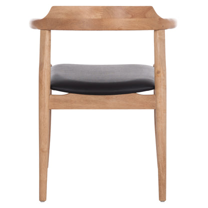 Dining Chair Cersei Hm9946.01 Rubberwood In Light Oak & Pu In Black 57x53x72hcm.