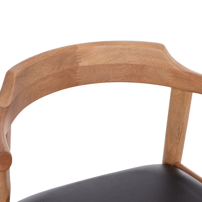 Dining Chair Cersei Hm9946.01 Rubberwood In Light Oak & Pu In Black 57x53x72hcm.