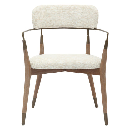 Dining Armchair Roy Hm9978.01 Beech Wood Legs-metal Arms-fabric In Ecru Color 51x48x77,5hcm.