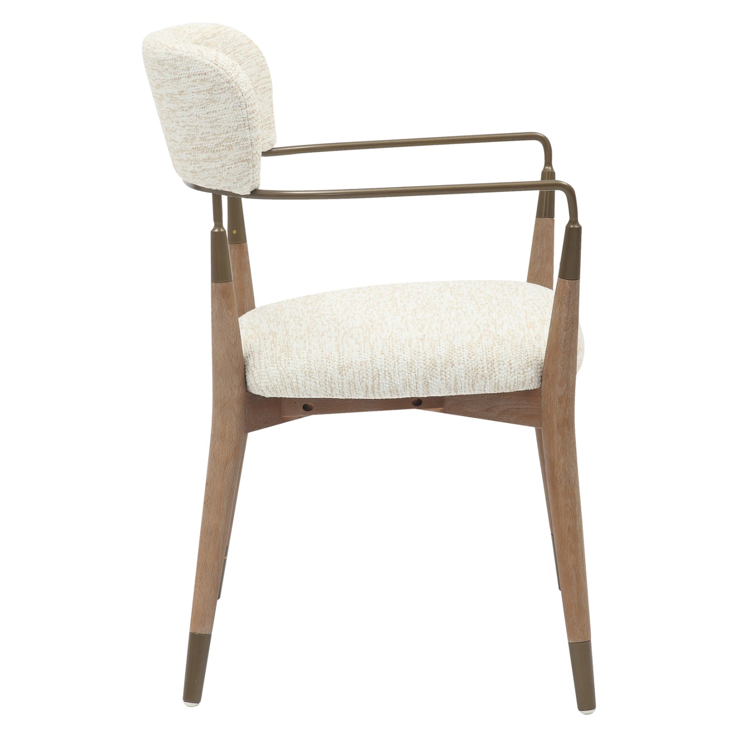 Dining Armchair Roy Hm9978.01 Beech Wood Legs-metal Arms-fabric In Ecru Color 51x48x77,5hcm.