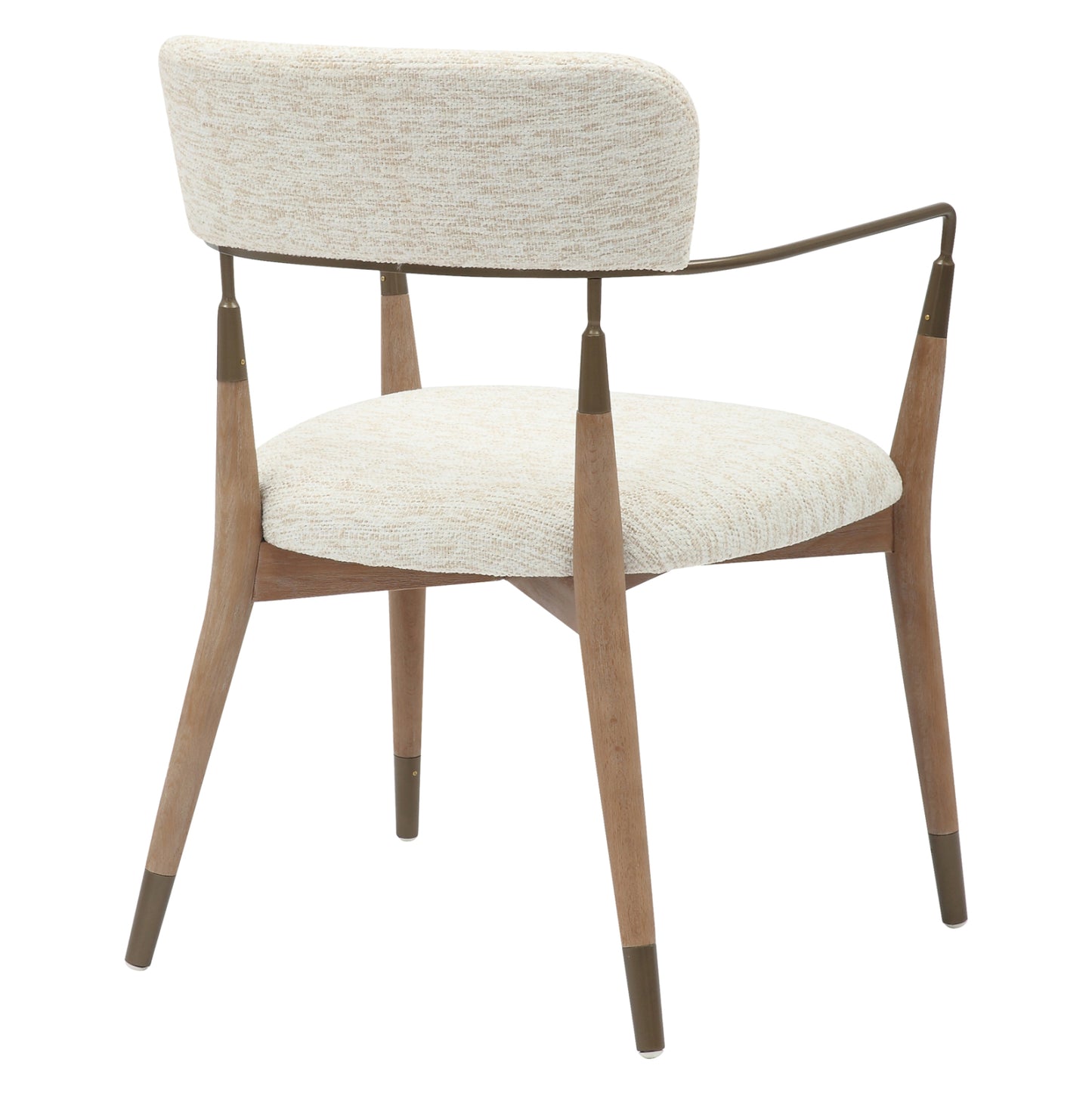 Dining Armchair Roy Hm9978.01 Beech Wood Legs-metal Arms-fabric In Ecru Color 51x48x77,5hcm.