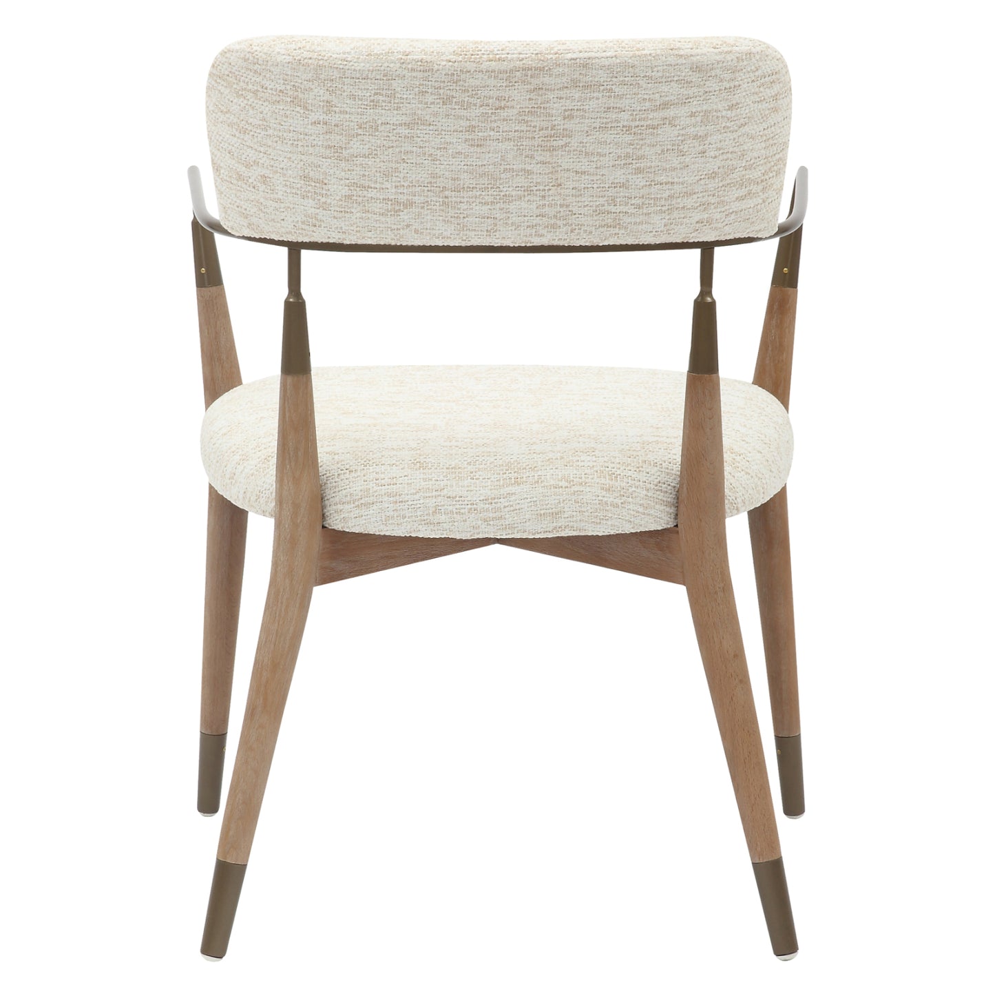 Dining Armchair Roy Hm9978.01 Beech Wood Legs-metal Arms-fabric In Ecru Color 51x48x77,5hcm.
