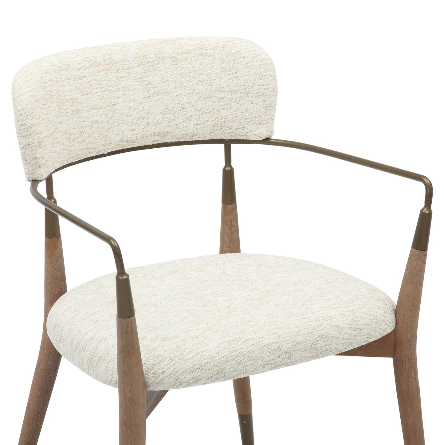Dining Armchair Roy Hm9978.01 Beech Wood Legs-metal Arms-fabric In Ecru Color 51x48x77,5hcm.