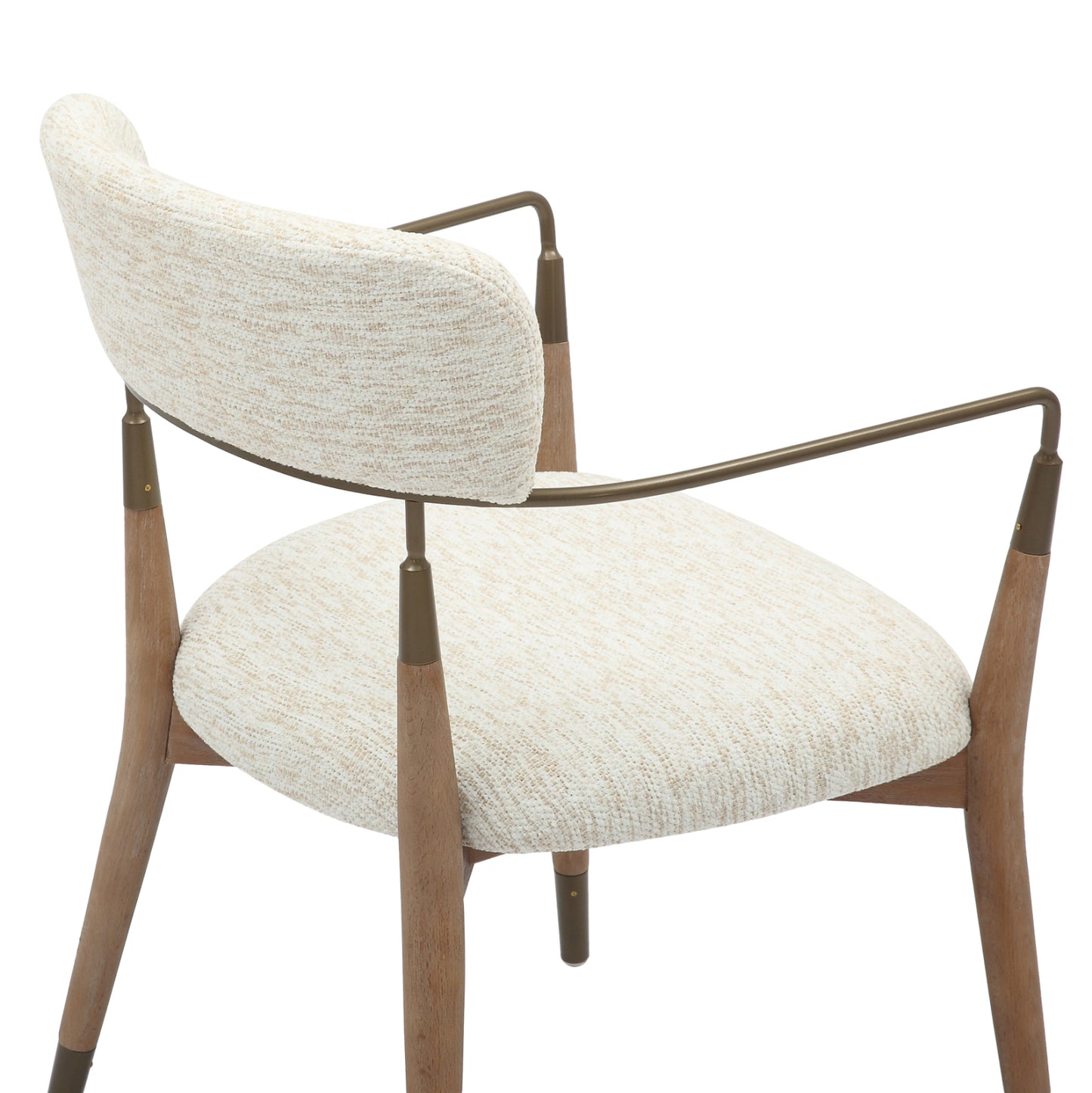 Dining Armchair Roy Hm9978.01 Beech Wood Legs-metal Arms-fabric In Ecru Color 51x48x77,5hcm.